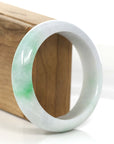 Baikalla Jewelry Jadeite Jade Bangle Bracelet Baikalla Genuine White & Green Burmese Jadeite Jade Bangle Bracelet (59.2mm)