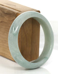 Baikalla Jewelry Jadeite Jade Bangle Bracelet "Classic Princess Half Round" Blue- Green Jadeite Jade Bangle (58.88 mm)