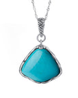 Baikalla Jewelry Turquoise Necklace Baikalla™ "Love Turquoise" Sterling Silver Genuine Persian Blue Arizona Turquoise Pendant Necklace