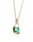 Baikalla Jewelry Gemstone Pendant Necklace 18k Yellow Gold Natural 4.23ct GIA Colombia Emerald Free From Necklace With Diamonds