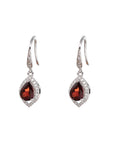 Baikalla Jewelry Silver Gemstones Earrings Baikalla™ Classic Sterling Silver Natural Garnet Dangle Earrings With CZ