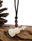 Baikalla Jewelry Jade Pendant Necklace Baikalla™ Genuine White Nephrite Jade Violin Pendant Necklace
