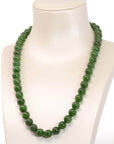 Baikalla Jewelry Jade Beads Necklace Baikalla Genuine Green Nephrite Jade Round Beads Necklace ( 8mm & 9.5mm)