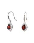 Baikalla Jewelry Silver Gemstones Earrings Baikalla™ Classic Sterling Silver Natural Garnet Dangle Earrings With CZ
