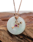 Baikalla Jewelry Gold Jadeite Pendant Pendant Only 18k Rose Gold Genuine Jadeite Constellation Horoscope (Sagittarius) Necklace Pendant with Diamonds & Tourmaline