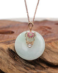 Baikalla Jewelry Gold Jadeite Pendant 18k Rose Gold Genuine Jade Jadeite Constellation Horoscope (Cancer) Necklace Pendant with Ruby