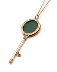 Baikalla Jewelry Gold Jadeite Necklace Baikalla™ "Lucky Key" 18k Rose Gold Jadeite Jade Key Pendant Necklace With Diamond
