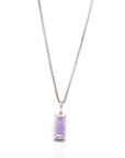 Baikalla Jewelry Gemstone Pendant Necklace 14k White Gold Emerald Cushion Cut Amethyst Necklace With Diamonds