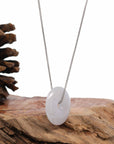 Baikalla Jewelry Jade Pendant Necklace Baikalla "Good Luck Button" Necklace Light Lavender Jadeite Jade Lucky Ping An Kou Necklace