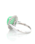 Baikalla Jewelry Jadeite Engagement Ring 18k White Gold Natural Imperial Green Jadeite Engagement Ring With Diamonds