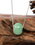 Baikalla Jewelry Jade Pendant Necklace Baikalla™ "Good Luck Button" Necklace Real Vibrant Green Jade Lucky TongTong Pendant Necklace
