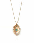 Baikalla Jewelry Gemstone Pendant Necklace 14k Yellow Gold "A" Emerald Pendant Necklace With Diamonds