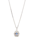Baikalla Jewelry gemstone jewelry 14k White Gold Natural Blue Sapphire Flower Necklace With Diamond