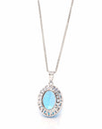 Baikalla Jewelry Silver Topaz Necklace Sterling Silver Natural Topaz Large Pendant Necklace With CZ