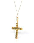 Baikalla Jewelry 24K Pure Yellow Gold Pendant 14K Yellow Gold Cross Pendant Necklace With Diamonds