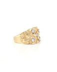 Baikalla Jewelry Gold Diamond Men's Ring 14k Solid Yellow Gold Nugget VS1 Diamond Men's Big Band Ring