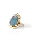 Baikalla Jewelry Gold Opal Ring 6 14k Yellow Gold Natural Australian Blue Opal Ring
