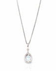Baikalla Jewelry Gold Aquamarine Ring 14k White Gold Genuine Oval Aquamarine AA Pendant Necklace With Diamond