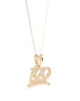 Baikalla Jewelry 24K Pure Yellow Gold Pendant 14k Yellow Gold "100" Pendant Necklace