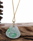 Baikalla Jewelry Jade Buddha Pendant Baikalla™ "Laughing Buddha" Genuine Green Jadeite Buddha Necklace With 14k Yellow Gold Diamond Bail