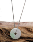 Baikalla Jewelry Jade Pendant Necklace Baikalla "Good Luck Button" Necklace Green and Lavender Jadeite Jade Lucky Ping An Kou Necklace