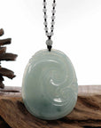Baikalla Jewelry Jade Guanyin Pendant Necklace Genuine Ice Blue Jadeite Jade RuYi Pendant Necklace With Real Jadeite jade Beads Necklace