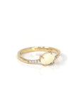 Baikalla Jewelry Gold Opal Ring 6 14k Yellow Gold Natural Australian Light Opal Ring With VS1 Diamond