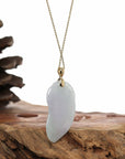 Baikalla Jewelry Jade Pendant Natural Ice Lavender Jadeite Jade Shou Tao ( Longevity Peach ) Necklace With 14k Yellow Gold Bail