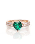 Baikalla Jewelry Gold Sapphire Ring 18k Rose Gold Lab-Created Emerald Ring With CZ