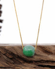 Baikalla Jewelry Jade Pendant Necklace Sterling Silver Chain Baikalla™ "Good Luck Button" Necklace Rich Forest Green Jade Lucky TongTong Pendant Necklace