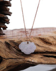 Baikalla Jewelry Jade Pendant 18k Rose Gold Genuine Burmese Lavender Jadeite Happiness ( Fu & Pingan ) Pendant Necklace