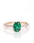 Baikalla Jewelry Gold Sapphire Ring 5 18k Rose Gold Lab-Created Emerald Ring With CZ