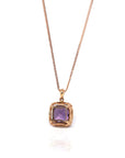 Baikalla Jewelry Gemstone Pendant Necklace 18K Rose Gold AA Royal Amethyst Cushion Cut Pendant Necklace With Diamonds