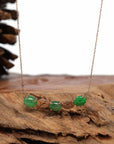 Baikalla Jewelry 18k Gold Jadeite Necklace Pendant Only 18K Rose Gold "3-stone" Imperial Jadeite Jade Cabochon Pendant with Diamonds