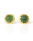 Baikalla Jewelry Silver Gemstone Earrings Baikalla™ 'Classic Studs" Gold Plated Sterling Silver Real Green Jade Stud Earrings