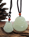 Baikalla Jewelry Jade Pendant Necklace A Pair Baikalla™ "Goddess of Compassion Buddha" Genuine White Jade Pendant Necklace