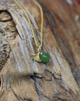 Baikalla Jewelry Gold Jade Necklace 24k Yellow Gold Genuine Green Jade Bead With Leaf Pendant Necklace