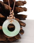 Baikalla Jewelry 18k Gold Jadeite Necklace Baikalla™ "Good Luck Birdie" 18k Rose Gold Genuine Burmese Jadeite Lucky Pendant Necklace With AA Tourmaline & Diamonds