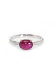 Baikalla Jewelry Gold Ruby Ring 7.5 18k White Gold Natural Oval Ruby Diamond Anniversary Ring