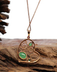 Baikalla Jewelry Gold Jadeite Necklace 18k Rose Gold Jadeite Jade Diamond Bubble Fashion Heart Pendant Necklace