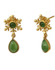 Baikalla Jewelry Silver Jade Earrings Baikalla™ " Snow Flake" Sterling Silver Genuine Green Jade Snow Dangle Earrings