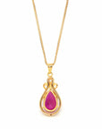 Baikalla Jewelry gemstone jewelry 24k Yellow Gold Lab Created Ruby & CZ Pendant Necklace