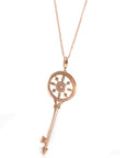 Baikalla Jewelry Gold Jade Necklace Baikalla 18k Rose Gold Zircon Key Necklace