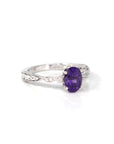 Baikalla Jewelry Gold Amethyst Ring 14k White Gold Genuine Amethyst Ring with Diamonds
