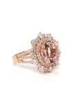 Baikalla Jewelry 14K Gold Morganite Ring 14k Rose Gold Natural 4.65ct 2.1CTW Morganite Ring with Diamonds