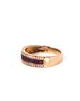 Baikalla Jewelry Gold Sapphire Ring 18k Rose Gold Natural Ruby Channel Set Band Ring with Diamonds