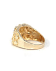 Baikalla Jewelry Gold Diamond Men's Ring 14k Solid Yellow Gold Nugget VS1 Diamond Men's Big Band Ring