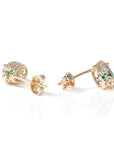 Baikalla Jewelry Gold Gemstone Earrings Emerald Earrings Baikalla™ 14k Natural Oval Emerald Earrings W/Diamond Halo