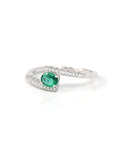 Baikalla Jewelry Gold Emerald Ring 6 18k White Gold Natural Emerald Ring With Diamond