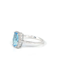 Baikalla Jewelry Gold Topaz Ring 14k White Gold Genuine Swiss Blue Topaz Ring with Diamonds